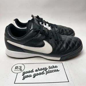 Nike Youth 5 Tiempo Jr Indoor Soccer Shoes Turf Cleat Sneakers Black White